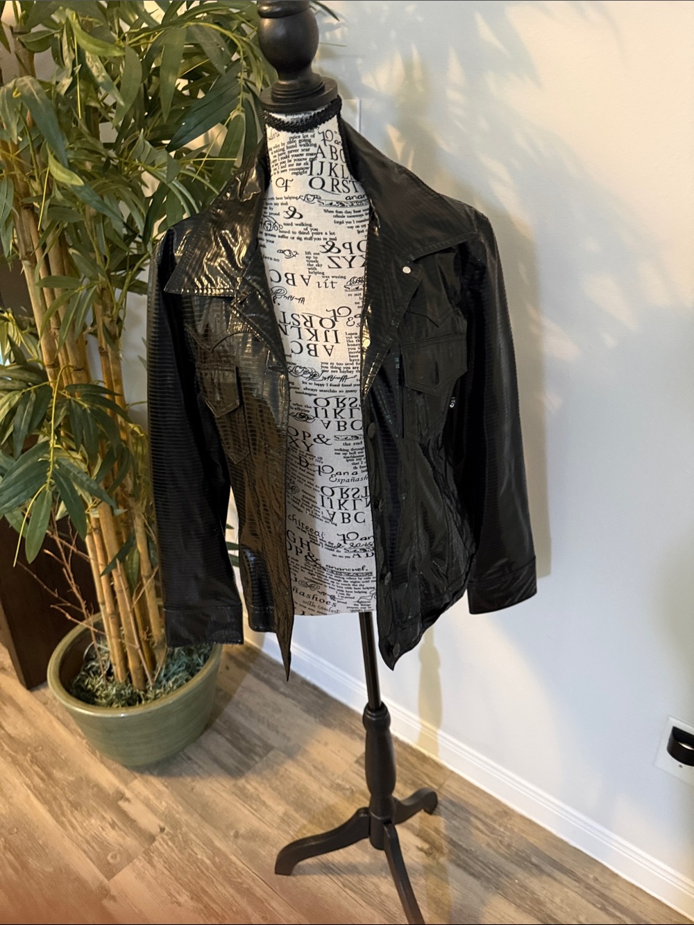 Mudd Black Faux Leather Croc-Embossed Jacket